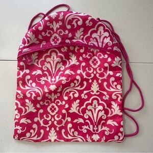 Thirty-One pink & white drawstring bag with a floral‎ pattern